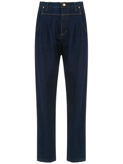 Shop Amapô Pleated Kingston Trousers In Blue