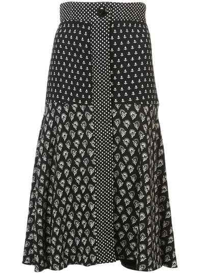 Shop Proenza Schouler Block Print Flared Skirt In Black