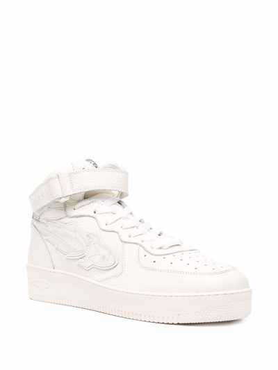 Shop Enterprise Japan Touch-strap Lace-up Sneakers In Weiss