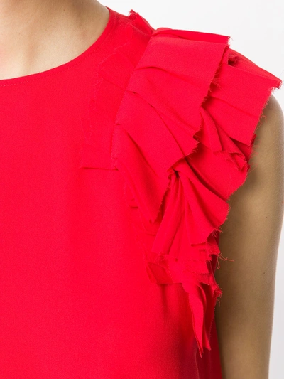 Shop Alexander Mcqueen Asymmetric Ruffle Top In Red