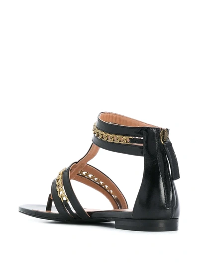 Shop Twinset Chain-embellished Thong Sandals In Black