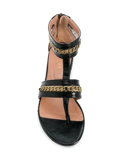 Shop Twinset Chain-embellished Thong Sandals In Black