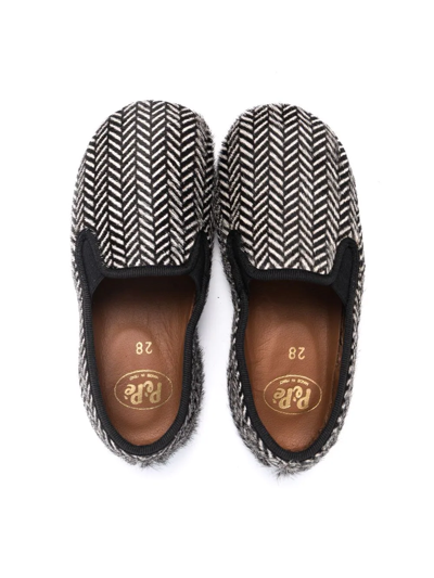 Shop Pèpè Herringbone-pattern Slippers In Black