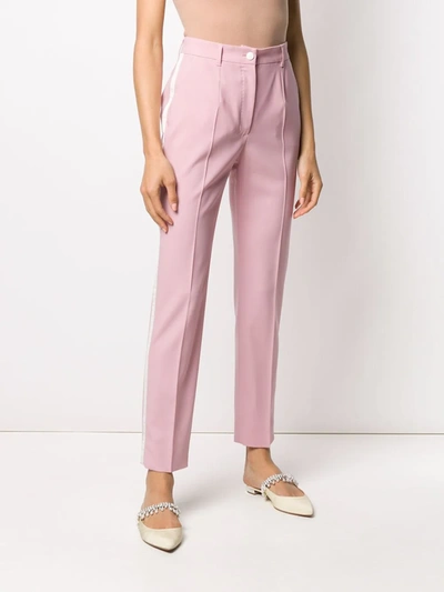 Shop Dolce & Gabbana Contrast Piped Trousers In Pink