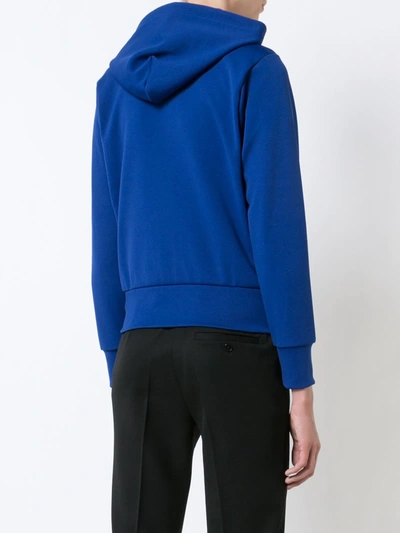 Shop Comme Des Garçons Play Zip Up Hoodie In Blue