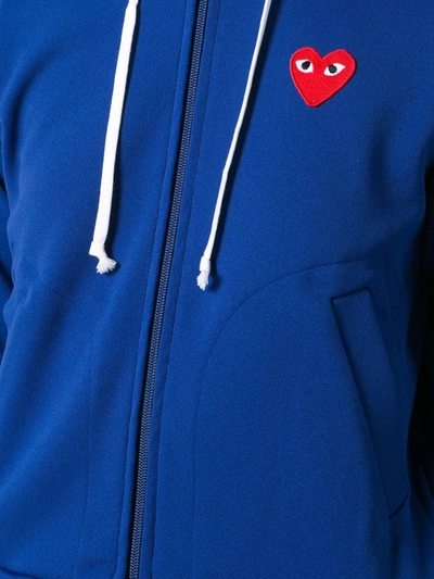 Shop Comme Des Garçons Play Zip Up Hoodie In Blue