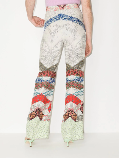 Shop Etro Floral Patchwork Palazzo Trousers In Nude