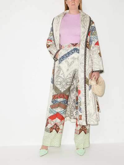 Shop Etro Floral Patchwork Palazzo Trousers In Nude