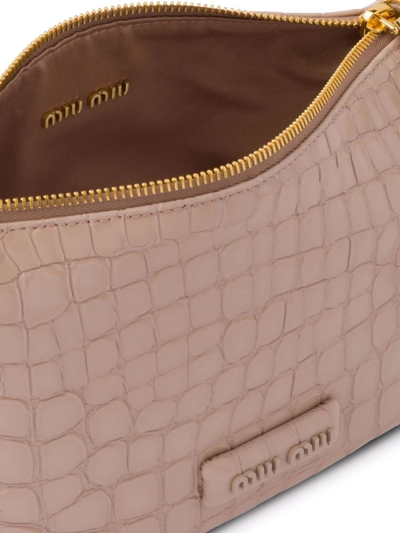 Shop Miu Miu Spirit Crocodile-effect Leather Bag In Purple
