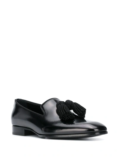 Jimmy Choo Tassels Polished Leather Loafers, Black In Black