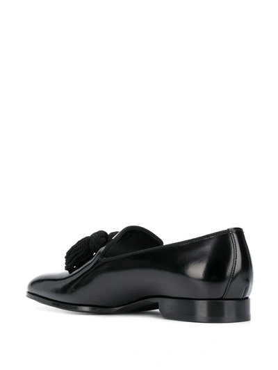 Jimmy Choo Tassels Polished Leather Loafers, Black In Black