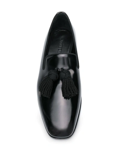 Shop Jimmy Choo Foxley Tassel-detail Leather Loafers In Black