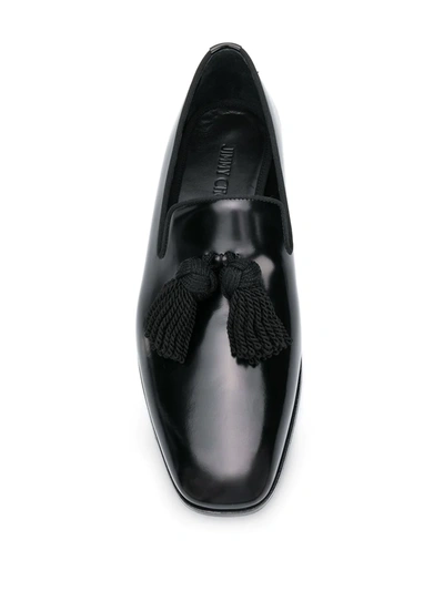 Jimmy Choo Tassels Polished Leather Loafers, Black In Black