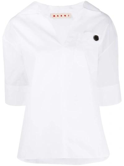 Shop Marni Collared T-shirt In White
