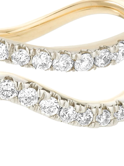 Shop Adina Reyter Set Of Three 14kt Yellow Gold Diamond Rings