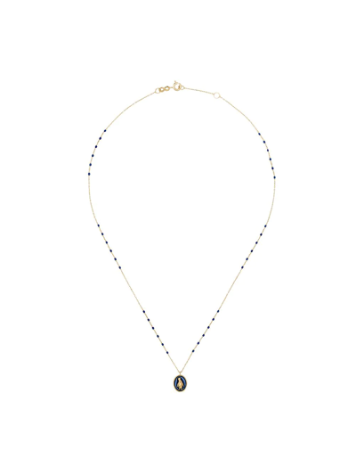 Shop Gigi Clozeau 18kt Yellow Gold Penguin Pendant Necklace In 102 - Blue