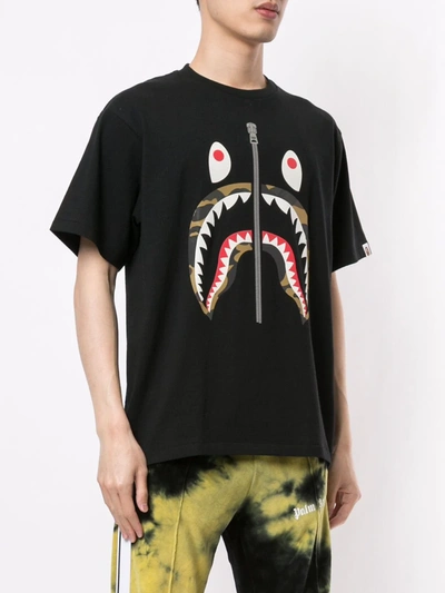 Shop A Bathing Ape Camo Shark Short Sleeved T-shirt In Black