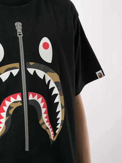 Shop A Bathing Ape Camo Shark Short Sleeved T-shirt In Black