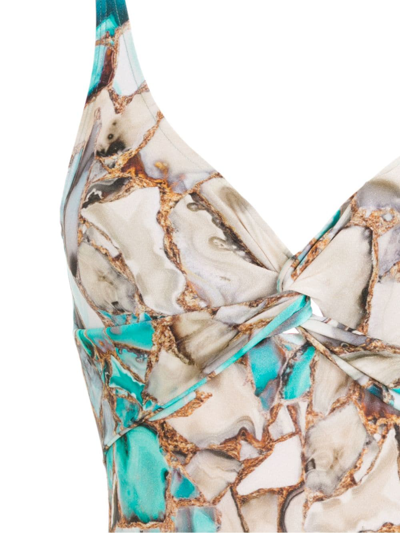 Shop Lygia & Nanny Adriana Gemstone-print Swimsuit In Blue