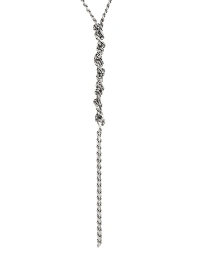 Emanuele Bicocchi Silver Crochet Y-shaped Necklace