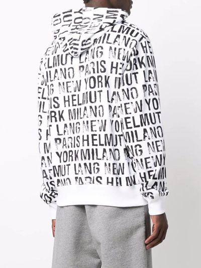Shop Helmut Lang Logo-print Cotton Hoodie In White
