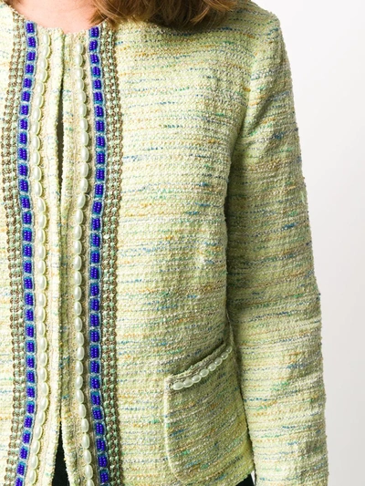 Pre-owned A.n.g.e.l.o. Vintage Cult 1990s Embellished Tweed Jacket In Green