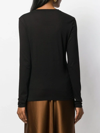 Vince Essential Long-sleeve Crewneck Tee In Black
