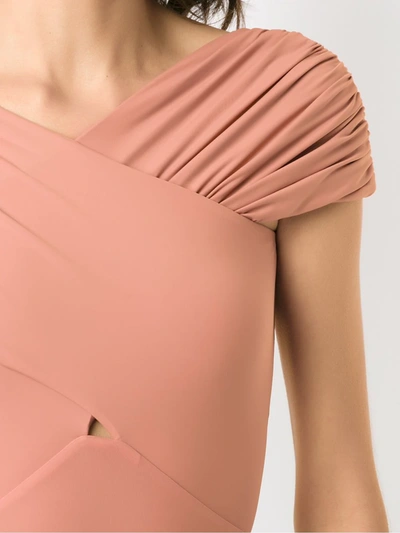 Amir Slama Ruched Crossover Body Top In Neutrals