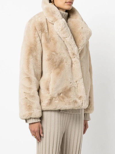 Shop Apparis Milly Oversize Faux-fur Coat In Nude