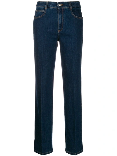 Shop Stella Mccartney Monogram-trim Straight-leg Jeans In Blue