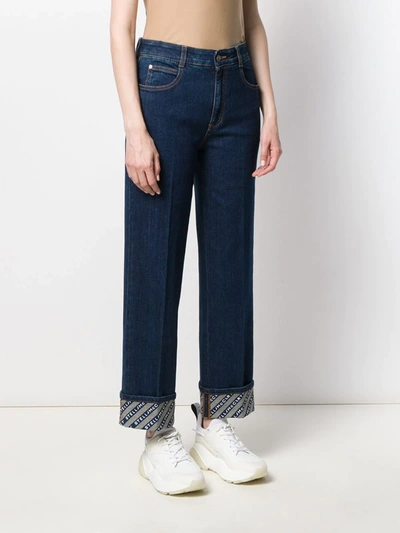 Shop Stella Mccartney Monogram-trim Straight-leg Jeans In Blue