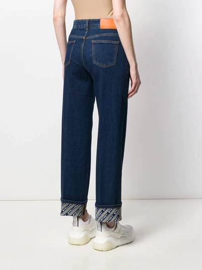 Shop Stella Mccartney Monogram-trim Straight-leg Jeans In Blue