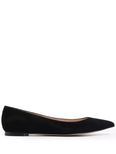 Shop Gianvito Rossi Gianvito Suede Ballerina Shoes In Black