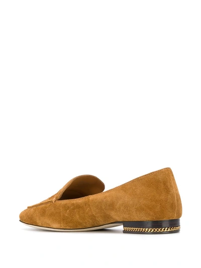 Shop Tory Burch Embossed-logo Suede Loafers In Neutrals