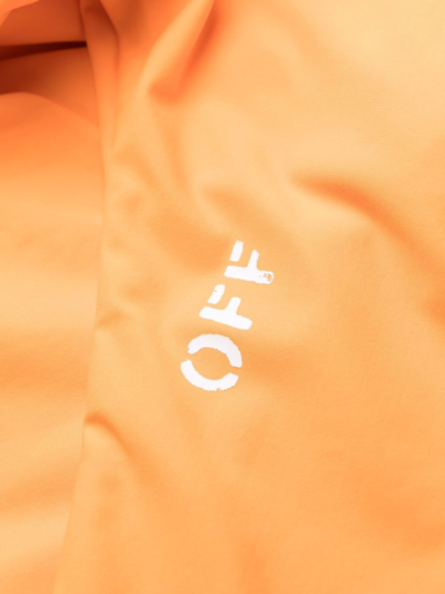 Shop Off-white Logo-print One-shoulder Swimsuit In Orange