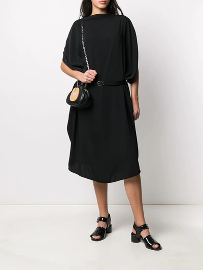Shop Mm6 Maison Margiela Belted Draped Midi Dress In Black