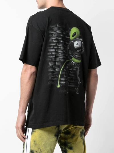 Shop Domrebel Distressed Alien Print T-shirt In Black