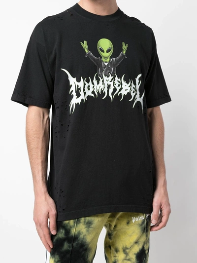 Shop Domrebel Distressed Alien Print T-shirt In Black