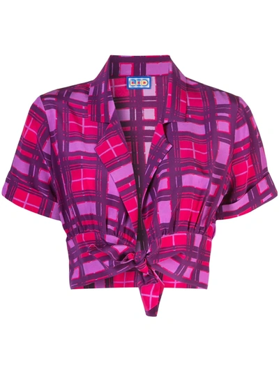 Shop Lhd Plaid Wrap Top In Purple