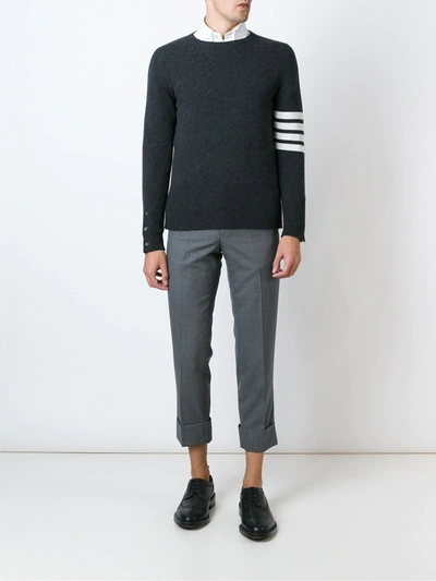 Thom Browne Classic Cashmere Crewneck Sweater In Grey