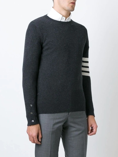 Shop Thom Browne 4-bar Cashmere Pullover In Grey