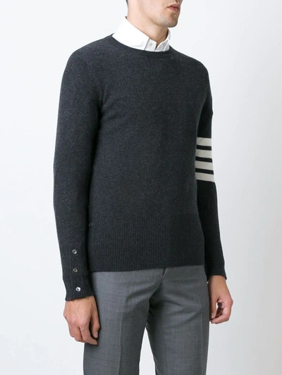 Thom Browne Classic Cashmere Crewneck Sweater In Grey