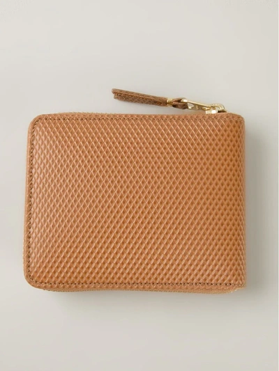 Comme Des Garçons Textured Zip Around Wallet In Neutrals