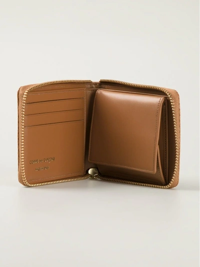 Comme Des Garçons Textured Zip Around Wallet In Neutrals