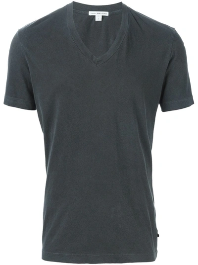 Shop James Perse V-neck T-shirt In Grey