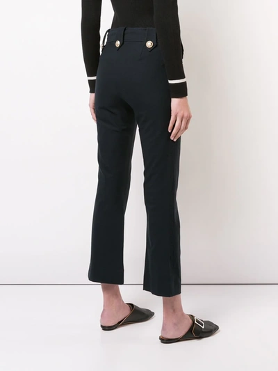 Shop Derek Lam 10 Crosby Robertson Cropped Flare Trouser With Sailor Buttons In Blue