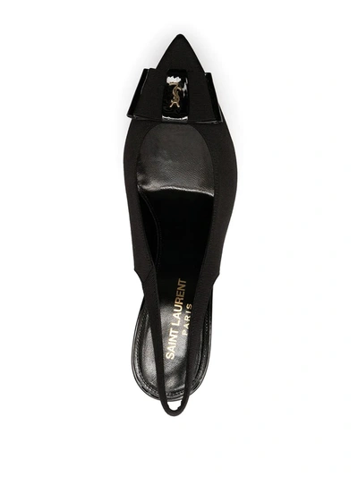 Shop Saint Laurent Bow-detail Logo-plaque Pumps In Black