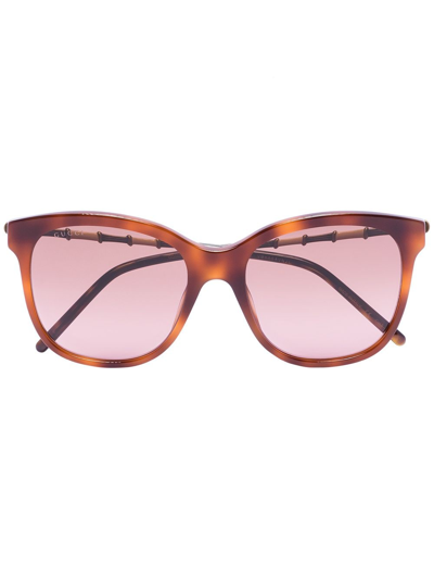 Shop Gucci Tortoiseshell-effect Square-frame Sunglasses In Brown