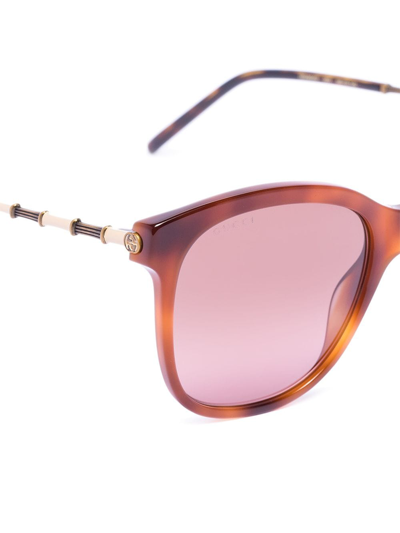 Shop Gucci Tortoiseshell-effect Square-frame Sunglasses In Brown