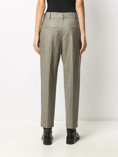Brunello Cucinelli Houndstooth High-waist Trousers In Brown